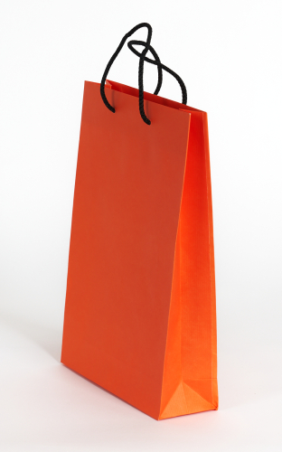 Narancssárga zsinórfüles papírtáska 24x8x35, narancs papírtáska